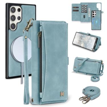 Imagem de BLISLIAR Capa carteira para Samsung Galaxy S24 Ultra com suporte para cartão/carteira/alça transversal | Bloqueio RFID | Magnético | Suporte | Destacável | Capa de telefone de couro PU para Galaxy S24