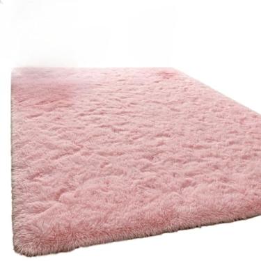 Imagem de Tapete para sala de estar 2,00 m x 1,50 m Pêlo felpudo Altura do pêlo 4 cm quarto，tapete felpudo(Rosa bebê)