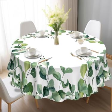 Imagem de Eikione Toalha de mesa redonda 178 cm, toalha de mesa de verão à prova d'água e sem rugas, capas de mesa, decorações de verão para jantar em casa