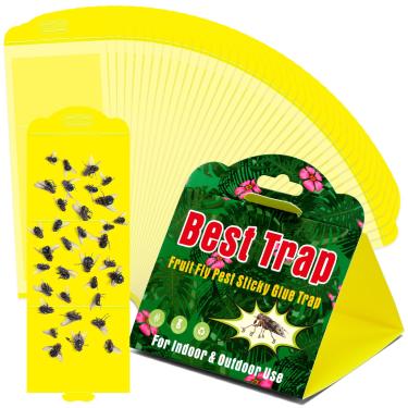 Imagem de Mysora 40 armadilhas de cola para insetos, armadilhas adesivas com atrativo, tiras amarelas para moscas pegajosas, armadilhas de mosquito para cozinha, plantas de interior, placas de cola adesiva