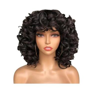Imagem de Perucas Afro Cacheadas Para Mulheres Negras, Curta E Volumosa, Sintéti
