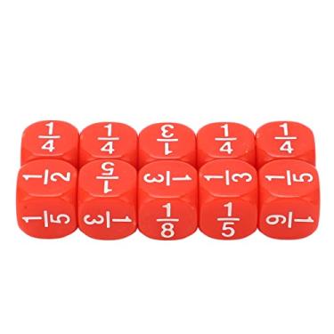 Imagem de Conjunto de dados de fração de 20 peças de plástico com 6 lados e acessórios de mesa multifacetados para jogos de mesa para prática de matemática para crianças(red)