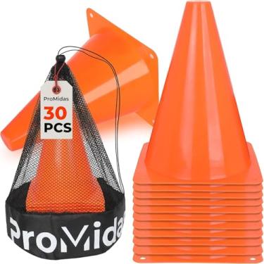 Imagem de Cones de futebol de 17,8 cm (12 peças) para treinar crianças com bolsa de malha - Cones de trânsito pequenos para treinamento esportivo - Conos flexíveis para treino de futebol, basquete e