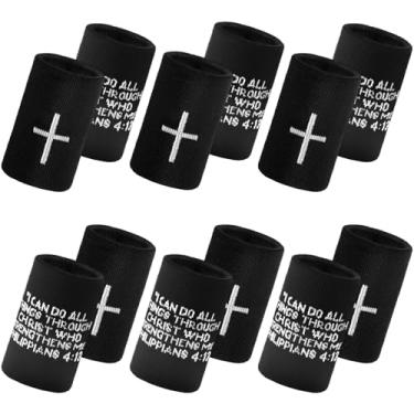 Imagem de VioraWhite 12 pulseiras esportivas Faith Cross para homens e mulheres cristãs absorventes pulseiras religiosas para beisebol, futebol, basquete, corrida, malhar (preto, I Can Do All Things)