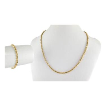 Imagem de Conjunto Colar E Pulseira Bailarina 40 Cm 3.7 Ouro 18k 750 - JOIE JOIA