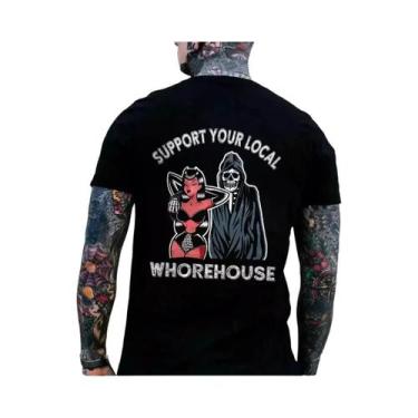 Imagem de Camiseta Masculina Oversized Gótica Harajuku Com Estampa De Caveira, M