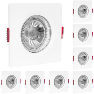 Imagem de Kit 8 Spot Led 3W Quadrado Embutir Branco Frio 6500K - Fácil Instalaçã