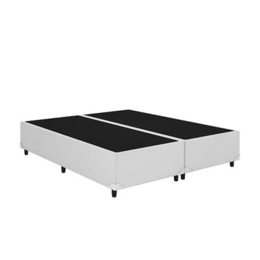 Imagem de Cama Base Box Casal Bipartido Suede Branco 30x138x188