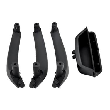 Imagem de Compatível com bmw f25 f26 x3 x4 2011-2017 preto bege cor de fibra de carbono porta lateral esquerda interior alça puxar guarnição(LHD-4Pcs-Black)