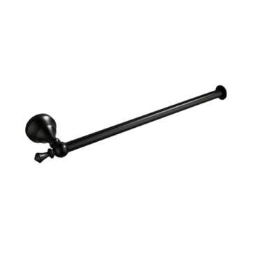 Imagem de Acessórios de banheiro preto fosco conjunto de ferragens de liga de alumínio suporte de toalha barra de toalha suporte de papel higiênico gancho de roupão, anel de toalha preto (suporte de papel longo