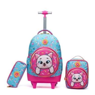 Imagem de Kit Infantil Mochila De Rodinhas + Estojo + Lancheira Menina-Feminino