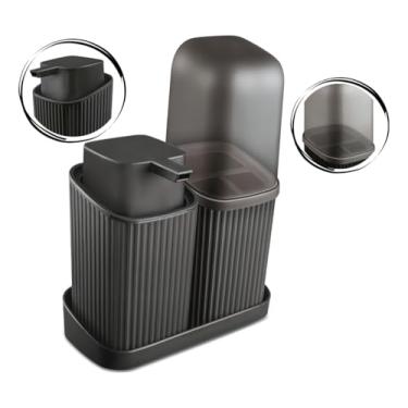 Imagem de KIT 2 PEÇAS BANHEIRO HIGIENE PESSOAL PIA - PRETO PORTA - ESCOVA E SABONETE LIQUIDO