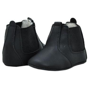 Imagem de Botina Bebê Menino Vaqueiro com Elástico Sintético Preto - Bicho De Pé