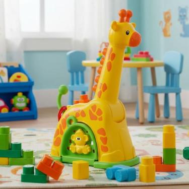 Imagem de Girafa de Atividades Articulada com 15 Blocos Brinquedo Educativo +2 A