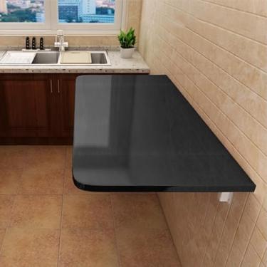 Imagem de Mesa dobrável montada na parede, mesa de parede dobrável que economiza espaço, mesa de jantar de parede de madeira, mesa de jantar, mesa flutuante com cavalete para espaços pequenos, bar, computador