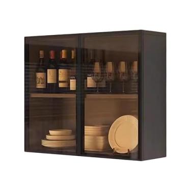Imagem de Armário de cozinha independente, armário de armazenamento multicamadas com portas de vidro, organizador versátil para banheiro e despensa, ideal para salas de jantar e lavanderias
