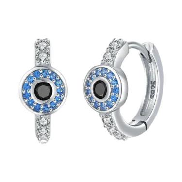 Imagem de Brincos De Argola Femininos Em Prata Esterlina 925 Com Estrela, Lua E 