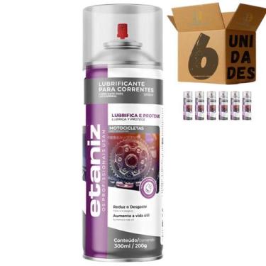 Imagem de Kit 6 Lubrificante De Corrente De Moto Spray Etaniz 300ml