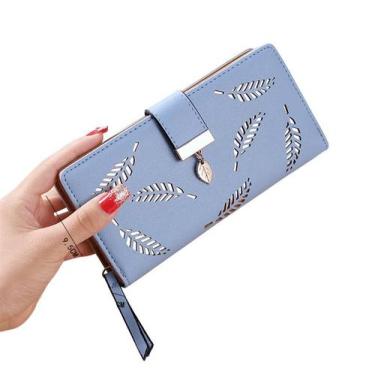 Imagem de Carteira Feminina Social Moda Folhas Gold - GR Global Revolution, Azul