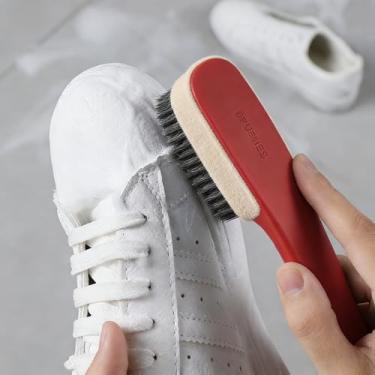 Imagem de Pacote com 2 escovas de lavanderia e escova de limpeza de sapatos para manchas, limpeza doméstica, roupas, sapatos, banheiro, cabo ergonômico de fácil aderência