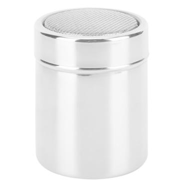 Imagem de Coqueteleira de chocolate de aço inoxidável com dispensador de malha fina para decoração de café e café com acabamento prateado