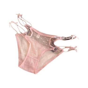 Imagem de Calcinhas Sexy Femininas De Cintura Baixa Em Renda E Malha Com Alças, 