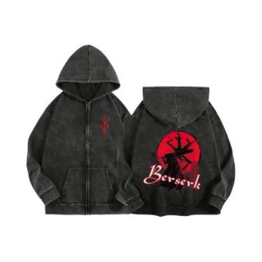 Imagem de Moletom Unissex Com Zíper E Capuz Estampado Anime Berserk Harajuku Gót
