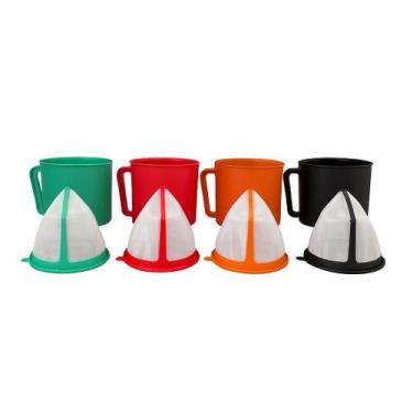 Imagem de Filtro Coador Permanente Café Cha Completo Com Funil - PLASTSHOW