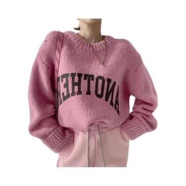 Imagem de Suéter Feminino De Tricô Oversized Solto Em Cores Vibrantes, Moda Core