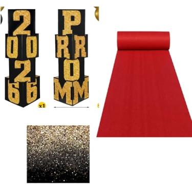 Imagem de Yexiya Conjunto de 10 peças de decoração de cabine de fotos Standup para formatura 2026 caixas de balão de fundo de formatura coluna de decoração de papelão com faixa de fundo tapete vermelho para