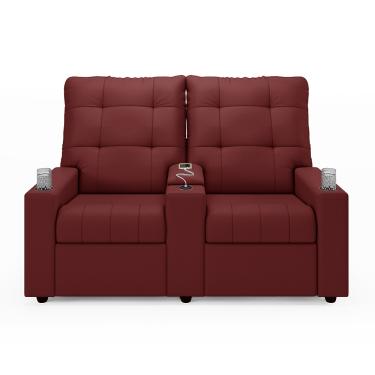 Imagem de Poltrona Reclinável Para Cinema Parma 2 Lugares Baú USB PU Vermelho FH1 - D'Rossi