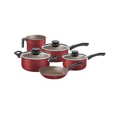 Imagem de Jogo de Panelas Alumínio 5 peças Paris Vermelho Tramontina