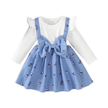 Imagem de Vestido De Princesa Para Meninas, Manga Comprida, Estampa Floral, Faix