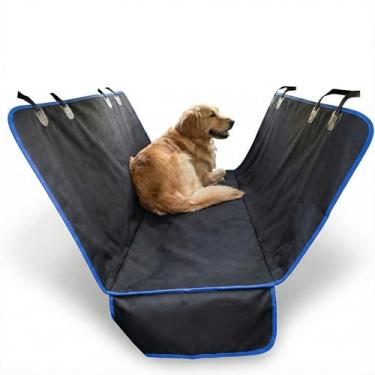 Imagem de Capa Pet para Carro Impermeável com Borda Azul Antiderrapante para Transporte Seguro de Cães