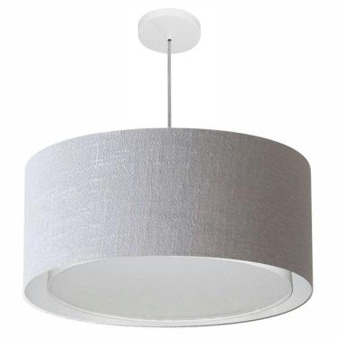 Imagem de Lustre Pendente Cilíndrico Duplo Md-4291 Cúpula Em Tecido 60x30cm Rustico Cinza - Bivolt