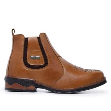 Imagem de botina Texas masculina Couro Bota Peão Moderno RC - Romacini, Bege, 41