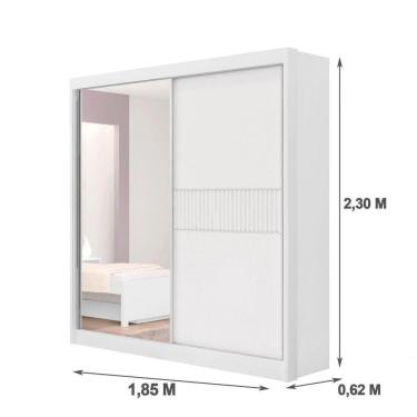 Imagem de Guarda Roupa Casal Athenas 2 Portas Ripado 3 Gavetas Com Espelho Com Pés - D' Doro Branco/ripado