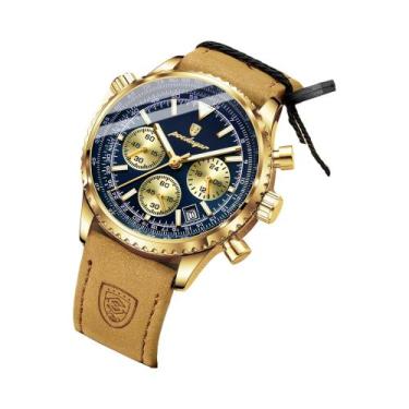 Imagem de Relógio De Couro Luminoso À Prova d'Água Para Homens POEDAGAR, Relógio