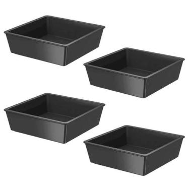 Imagem de Kit 4 Molheiras Maionese Shoyu 230ml Potinho Pequeno Petisqueira Preta