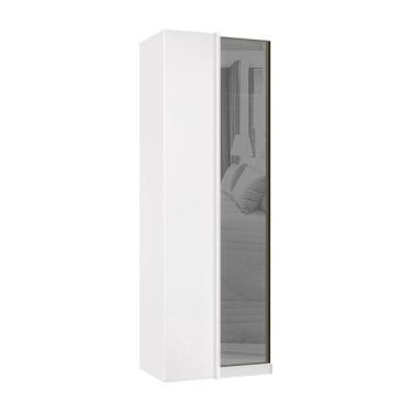 Imagem de Guarda Roupa Modulado Canto Reto 1 Porta 80cm Com Vidro Reflecta Prata Prime Luciane Móveis