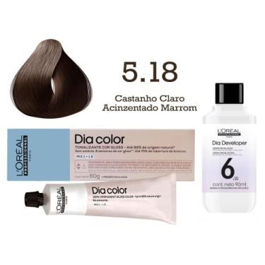 Imagem de Tonalizante Dia Color 5.18 Castanho Claro Acinzentado Marrom + Emulsão