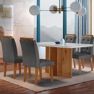 Imagem de Mesa Olímpia 120cm Mdf Canto Copo Com 4 Cadeiras Carol