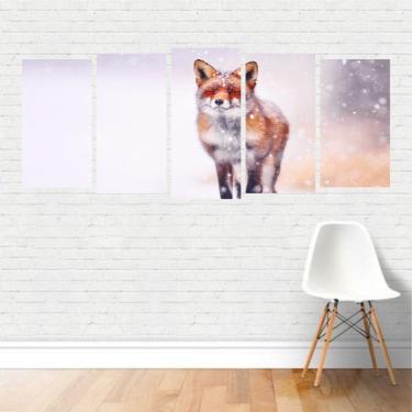 Imagem de Quadro Animais Raposa Vermelha Neve Fox Selvagem Canvas