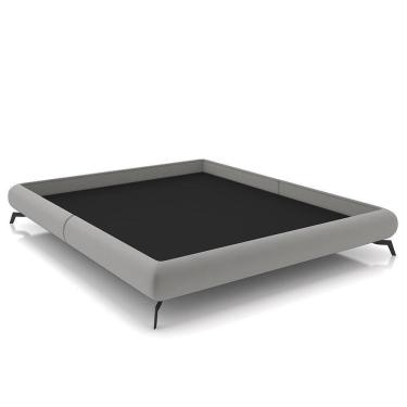 Imagem de Cama Casal Base Box 138x188cm Pés De Ferro Cold P02 Veludo Cinza - Mpozenato