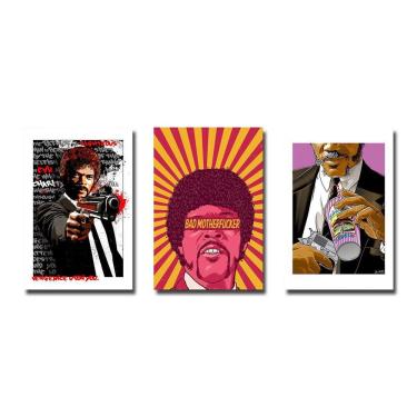 Imagem de Kit 3 Placas Decorativas Pulp Fiction Vintage Arte Mdf