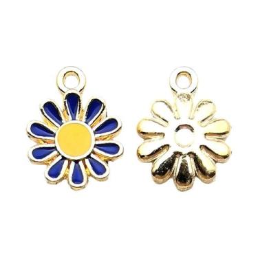 Imagem de Pingentes De Esmalte Azul Escuro 20 Peças: Estrela, Flor E Coração Par