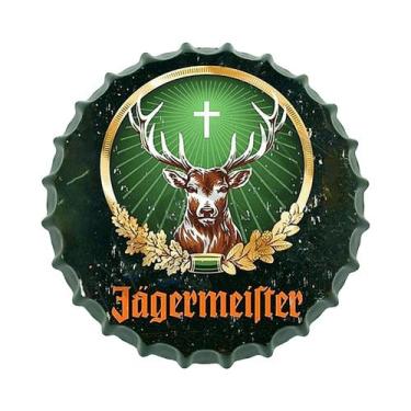 Imagem de Placa Redonda De Metal Vintage Com Tampa De Garrafa De Vinho Ou Cervej