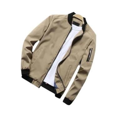 Imagem de Jaqueta Bomber Masculina Slim Fit De Manga Longa, Corta-Vento Com Zípe