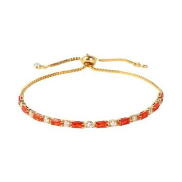 Imagem de Pulseira De Tênis Feminina Ajustável Com Zircônias Arco-Íris Cravejada