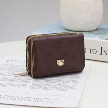Imagem de Carteira Pequena Feminina Couro Multi-Cartão Desenho Com Três Dobras D